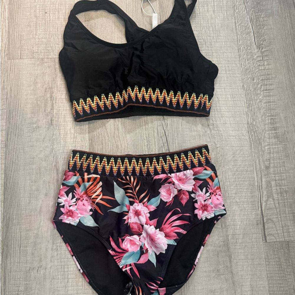 Floral Black Bikini Set